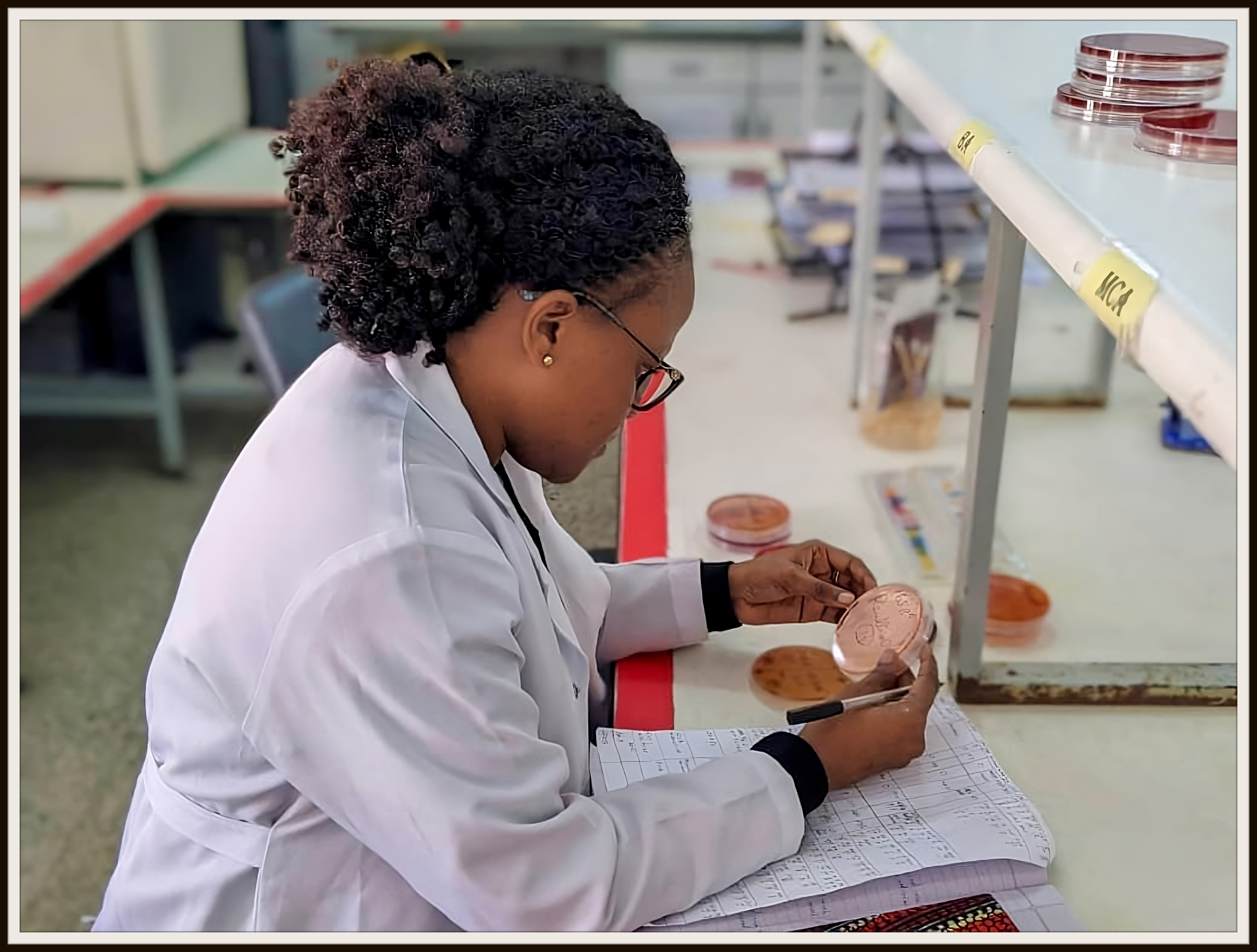Mary Migiro in the laboratory at Aga Khan Hospital in Dar es Salaam Tanzania